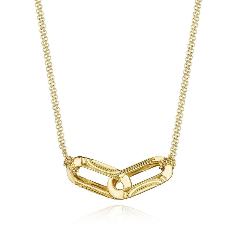 Double Link Pendant, Milgrain in 14kt Yellow Gold