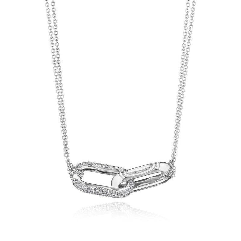 Double Link Pendant, Diamond in 14kt White Gold