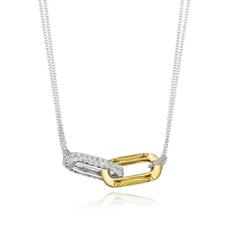 Double Link Pendant, Diamond Two-Tone in 14kt Yellow and White Gold