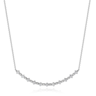 Carré and Round Diamond Necklace in 14kt White Gold