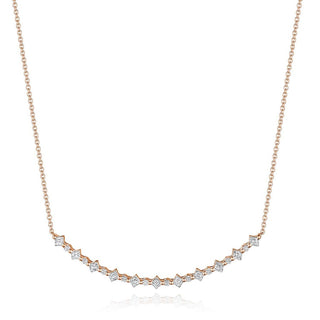 Carré and Round Diamond Necklace in 14kt Rose Gold
