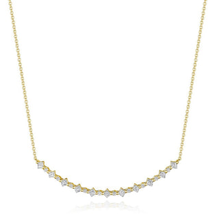 Carré and Round Diamond Necklace in 14kt Yellow Gold
