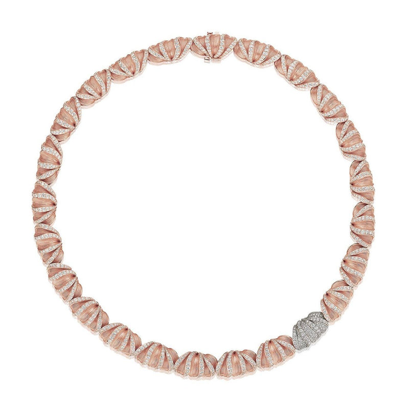 Multi Petal Diamond Necklace in 14kt Rose Gold