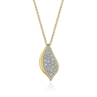 Petal Diamond Pavé Lariat Pendant in 14kt Yellow Gold