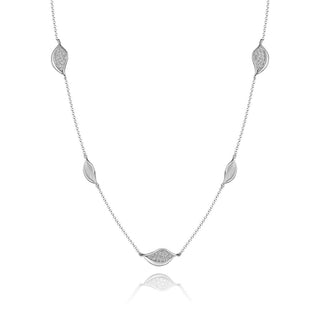 Petal Diamond Pavé Station 18" Necklace in 14kt White Gold