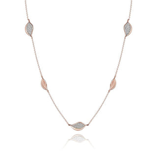 Petal Diamond Pavé Station 18" Necklace in 14kt Rose Gold