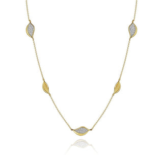 Petal Diamond Pavé Station 18" Necklace in 14kt Yellow Gold