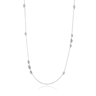 Petal Diamond Pavé Station 32" Necklace in 14kt White Gold