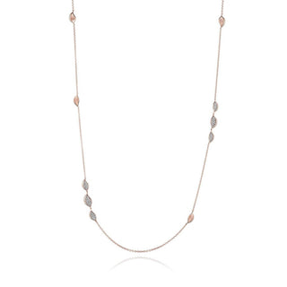 Petal Diamond Pavé Station 32" Necklace in 14kt Rose Gold