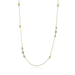 Petal Diamond Pavé Station 32" Necklace in 14kt Yellow Gold