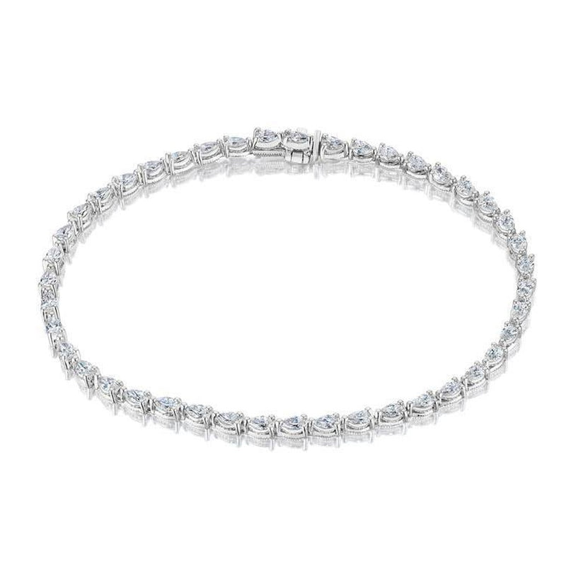 Pear Diamond Tennis Bracelet in 14kt White Gold