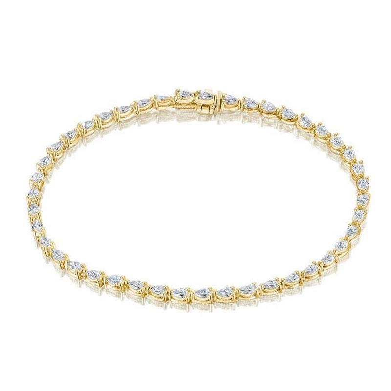 Pear Diamond Tennis Bracelet in 14kt Yellow Gold
