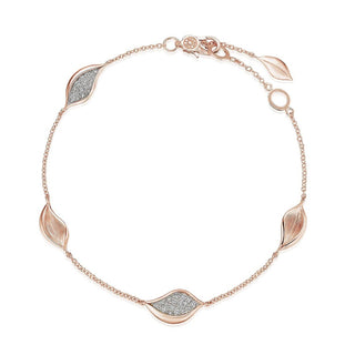 Petal Diamond Pavé Station Bracelet in 14kt Rose Gold