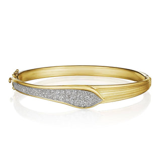 Petal Diamond Pavé Bangle in 14kt Yellow Gold
