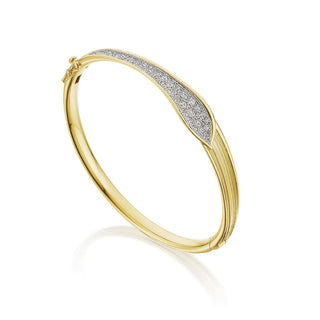 Petal Diamond Pavé Bangle in 14kt Yellow Gold