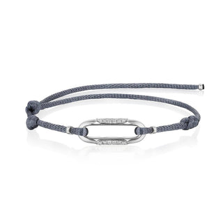 Link Bracelet with Diamonds on Silver Cord in 14kt White Gold