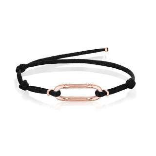 Link Bracelet on Black Cord in 14kt Rose Gold