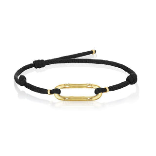 Link Bracelet on Black Cord in 14kt Yellow Gold