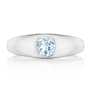 Domed Sky Blue Topaz Ring - 0.7ct in 14kt White Gold