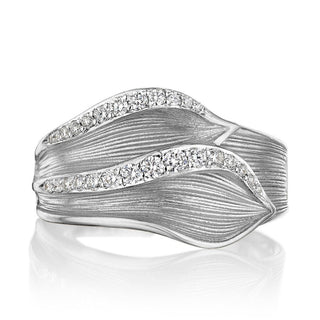 Double Petal Diamond Pavé Ring in 14kt White Gold