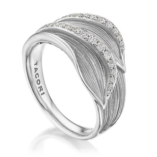 Double Petal Diamond Pavé Ring in 14kt White Gold