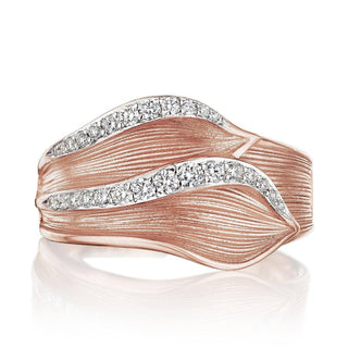 Double Petal Diamond Pavé Ring in 14kt Rose Gold