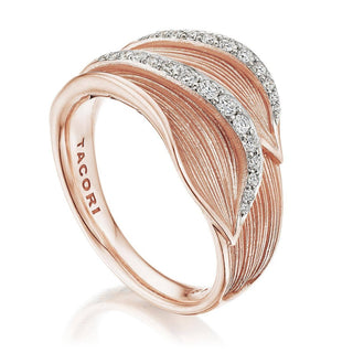 Double Petal Diamond Pavé Ring in 14kt Rose Gold