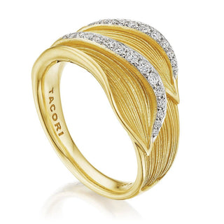 Double Petal Diamond Pavé Ring in 14kt Yellow Gold