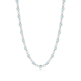 Sky Blue Topaz Link Necklace in 14kt White Gold