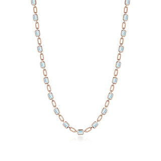 Sky Blue Topaz Link Necklace in 14kt Rose Gold