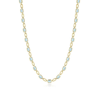 Sky Blue Topaz Link Necklace in 14kt Yellow Gold