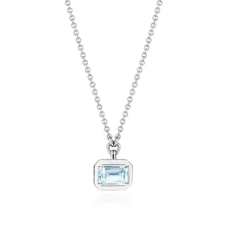 Sky Blue Topaz Necklace - 0.7ct in 14kt White Gold