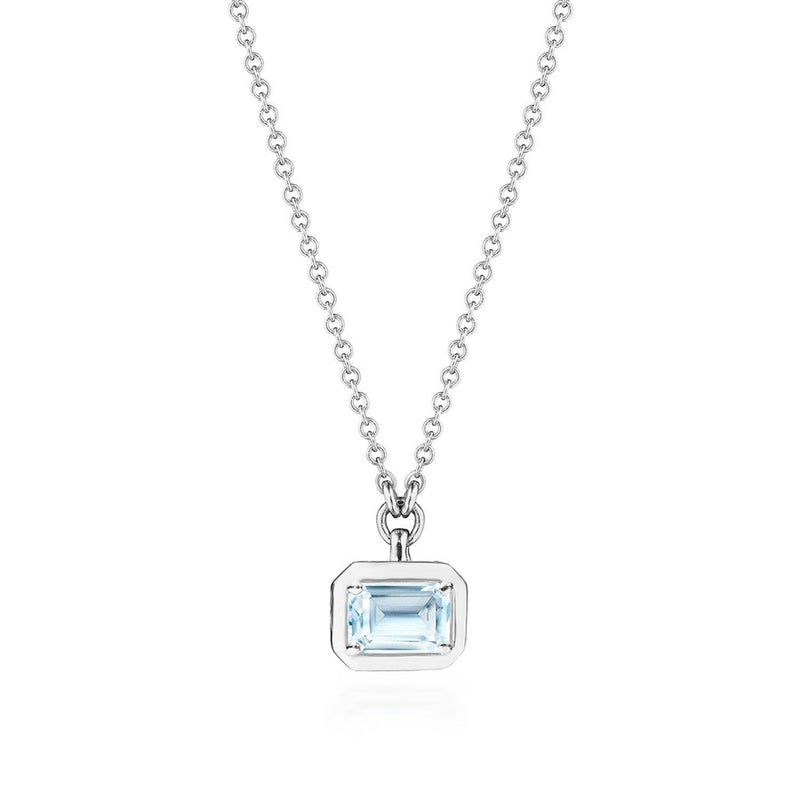Sky Blue Topaz Necklace - 0.7ct in 14kt White Gold