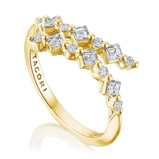Carré and Round Diamond Ring in 14kt Yellow Gold