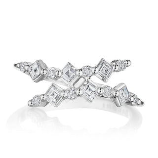 Carré and Round Diamond Ring in 14kt White Gold