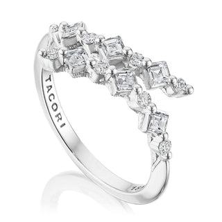 Carré and Round Diamond Ring in 14kt White Gold