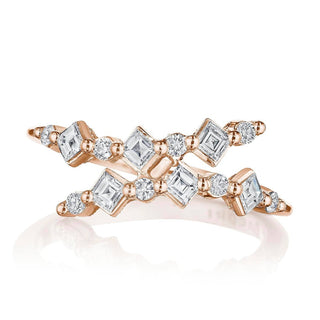 Carré and Round Diamond Ring in 14kt Rose Gold