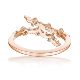 Carré and Round Diamond Ring in 14kt Rose Gold