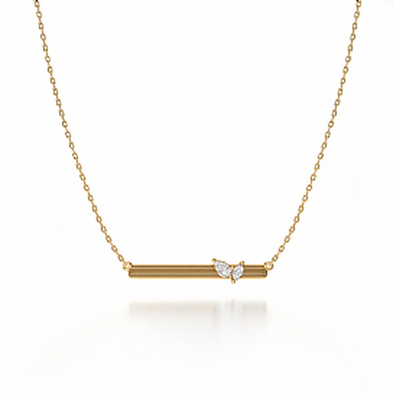 14KY 2=.13CTW DIA BAR NECKLACE