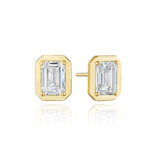 Emerald Diamond Stud Earring - 4.1ct