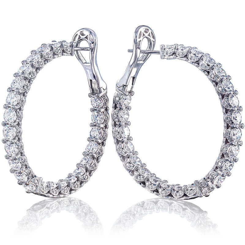 Diamond Hoop Earrings in 14kt White Gold