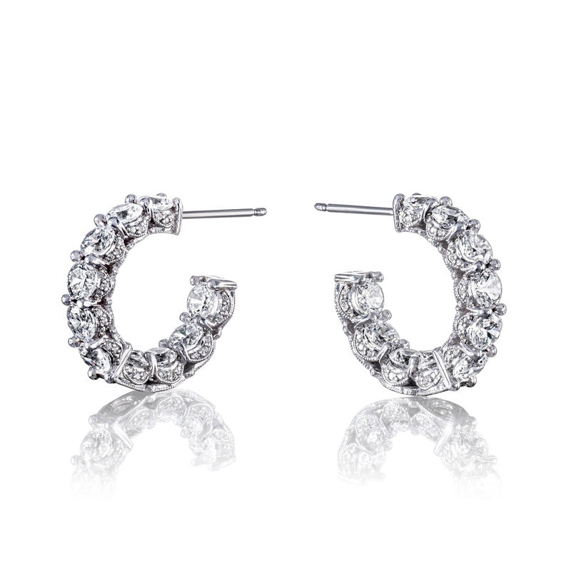Diamond Huggie Earrings in 14kt White Gold