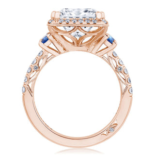 Princess 3-Stone Engagement Ring with Blue Sapphire