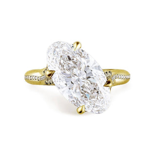 Diagonal Oval Pavé Crown Solitaire Engagement Ring