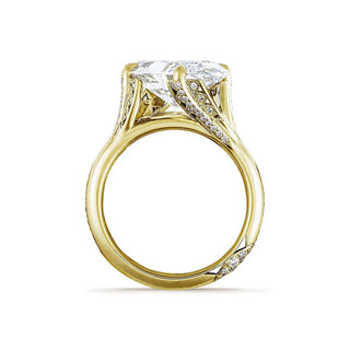 Diagonal Oval Pavé Crown Solitaire Engagement Ring