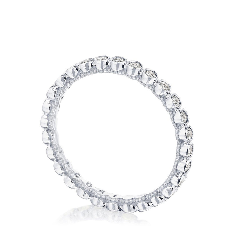 Round Bezel Droplet Wedding Band with Diamond
