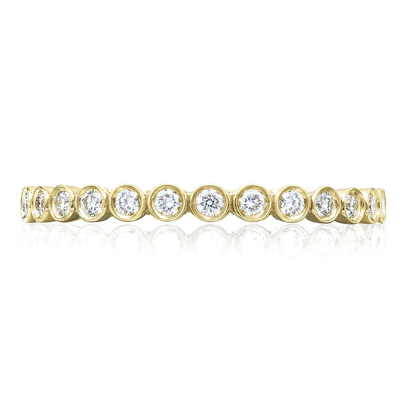 Round Bezel Droplet Wedding Band with Diamond