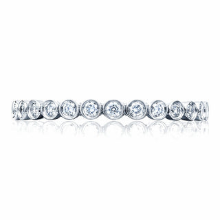 Round Bezel Droplet Wedding Band with Diamond