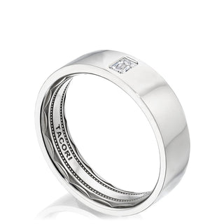 Bezel Set Diamond Wedding Band in High Polish Finish