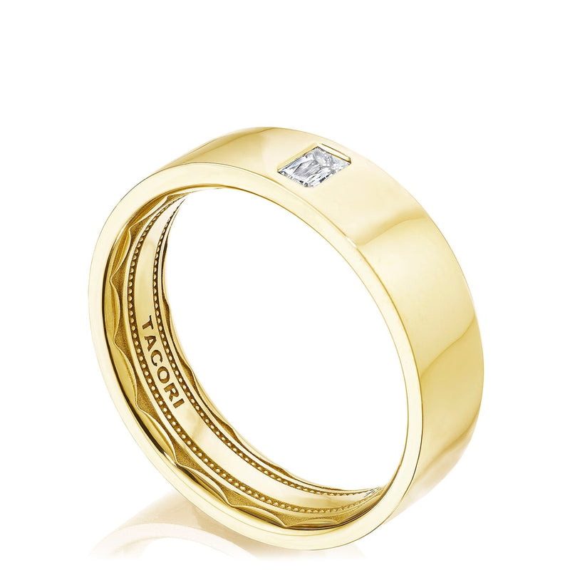 Bezel Set Diamond Wedding Band in High Polish Finish